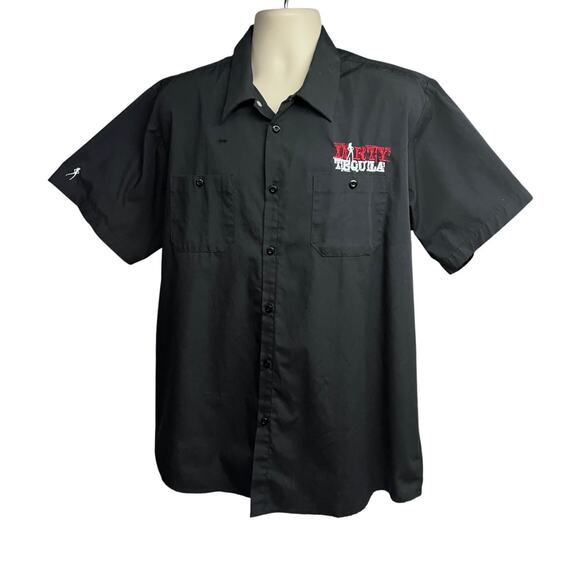 Dirty Tequila Mechanic Garage Rockabilly Black Embroidered Button Up Shirt XL - Picture 1 of 8